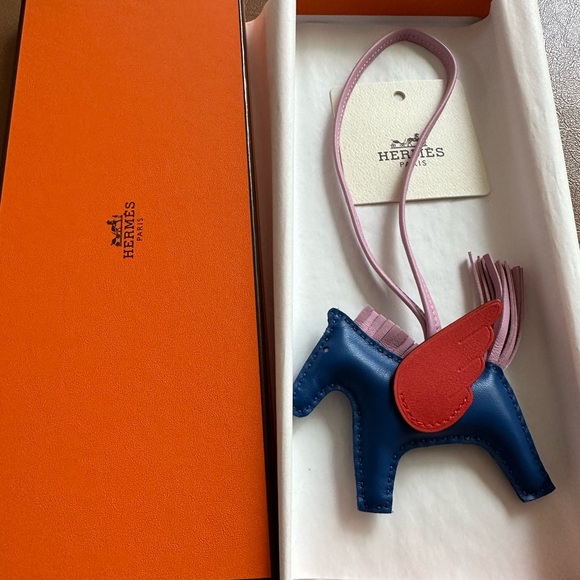 Hermes Bag Charm Rodeo Pegase PM, New in Box (Bleu France / Mauve Sylvestre) - Picture 5 of 6